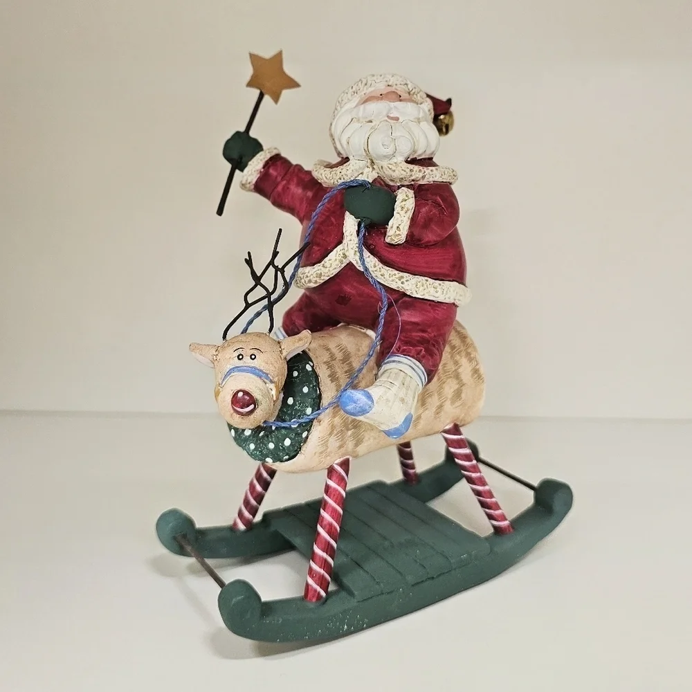 Vintage Festive Santa on Rudolph the Rocking Reindeer